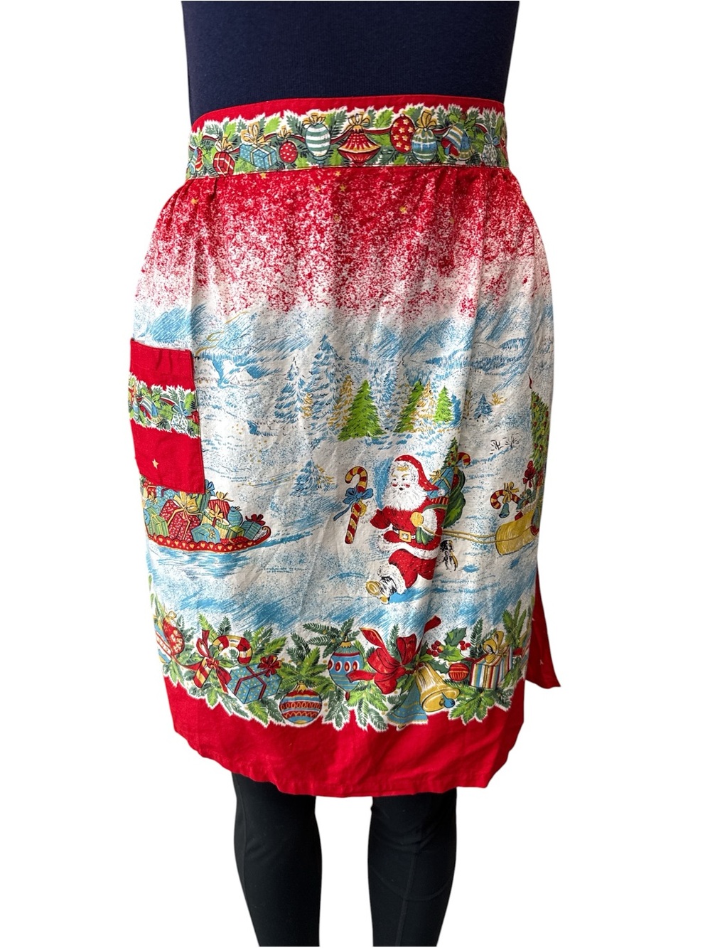 Vintage Christmas Apron Santa